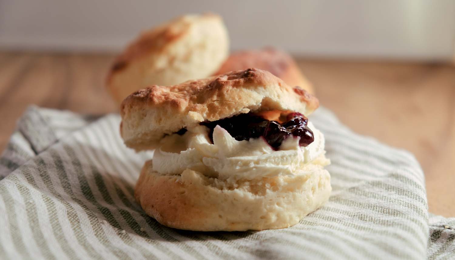 Scone with clotted cream and jam